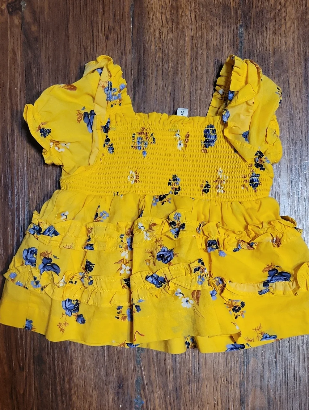 Janie And Jack Yellow Floral Smocked Ruffle Baby Dress 0-3m